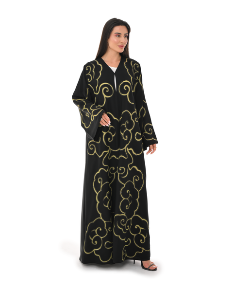 Hanayen Black Abaya with Artistic Embroidery best abaya online in dubai