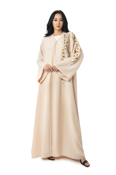 Hanayen Asymetric Floral Motif Abaya