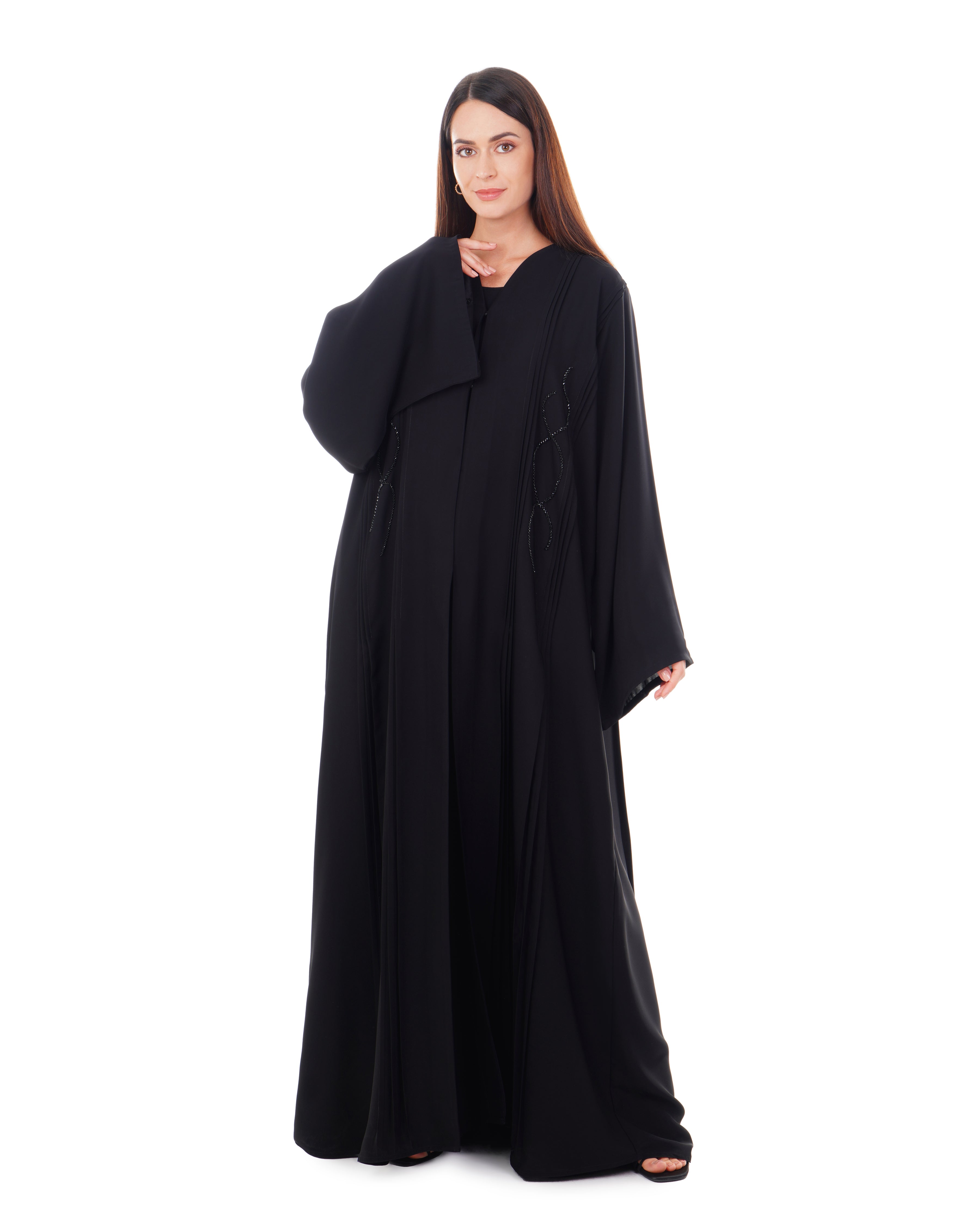 Hanayen Black Abaya With Bead Design Best Abaya Online In Dubai hanayen-black-abaya-with-bead-design-best-abaya-online-in-dubai