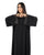 Hanayen Black Abaya with Beaded Mesh Sleeve Cuffs