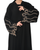 Hanayen Black Abaya with Golden Wave Crystal Embellishment best abaya online in dubai