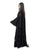 Hanayen Black Abaya with Intricate Lace Patterns and Flowing Design