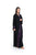 Hanayen Black Abaya with Intricate Purple Scalloped Border and Crystal Accents best abaya online in dubai