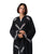 Hanayen Black Abaya with White Lace Geometric Panels best abaya online in dubai