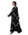 Hanayen Black Abaya with White Lace Geometric Panels best abaya online in dubai