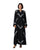 Hanayen Black Abaya with White Lace Geometric Panels best abaya online in dubai