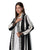 Hanayen Black and Off-White Striped Abaya with Intricate Black Guipure Lace Trim best abaya online in dubai