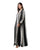 Hanayen Black and Off-White Striped Abaya with Intricate Black Guipure Lace Trim best abaya online in dubai