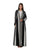 Hanayen Black and Off-White Striped Abaya with Intricate Black Guipure Lace Trim best abaya online in dubai