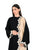 Hanayen Black & Beige with Wavy Beaded Trim best abaya online in dubai