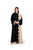 Hanayen Black & Beige with Wavy Beaded Trim best abaya online in dubai