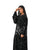 Hanayen Black Geometric Prism Abaya with Floral Accents best abaya online in dubai