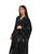 Hanayen Black Geometric Prism Abaya with Floral Accents best abaya online in dubai