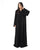 Hanayen Black Pleated Abaya with Beaded Fringe Detailing