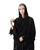 Hanayen Black Pleated Abaya with Contrast Piping and Ruffle Sleeves best abaya online in dubai