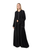 Hanayen Black Pleated Abaya with Contrast Piping and Ruffle Sleeves best abaya online in dubai
