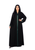 Hanayen Black Satin Lapel Abaya With Green Satin best abaya online in dubai