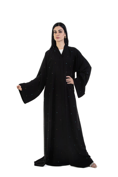 Hanayen Black Style Abaya With Crystal Elements