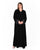 Hanayen Black Velvet Abaya with Beaded Lace Cuffs