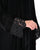 Hanayen Black Velvet Abaya with Beaded Lace Cuffs