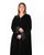 Hanayen Black Velvet Abaya with Beaded Lace Cuffs