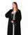 Hanayen Black Velvet Abaya with Intricate Lace Accents