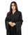 Hanayen Classic Black Abaya with Floral Embroidered Sleeves and Hem