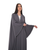 Hanayen Classic Grey Abaya with White Trim best abaya online in dubai