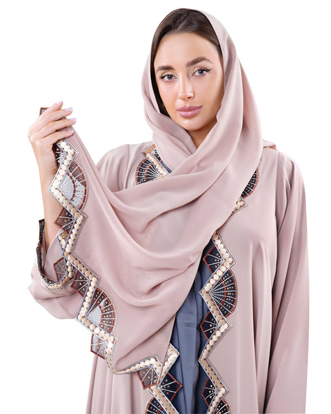 Intricate lace abaya main image 1