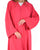 Hanayen Coral Red Plain Abaya