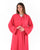 Hanayen Coral Red Plain Abaya