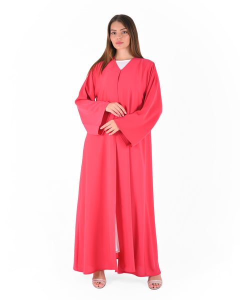 Hanayen Coral Red Plain Abaya