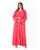 Hanayen Coral Red Plain Abaya