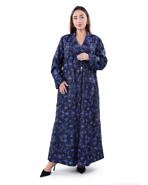 Hanayen Customized Embroidered Navy Blue Event Jacket Abaya