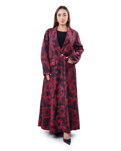 Hanayen Customized Embroidered Red Jacket Abaya