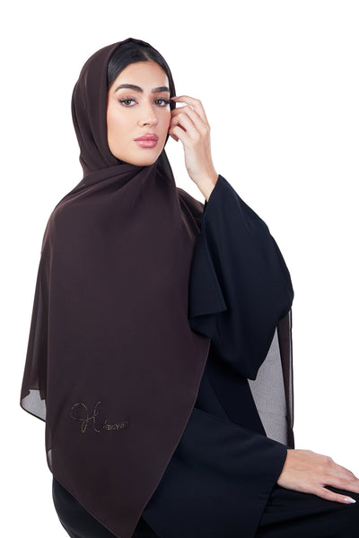 Hanayen Brown Plain Chiffon Sheila