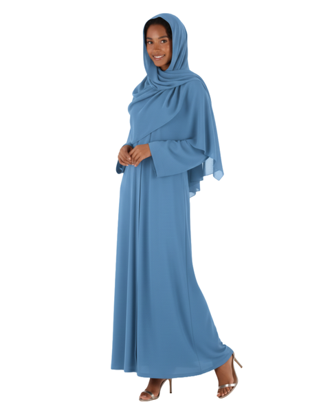 Hanayen Denim Blue Plain Abaya best abaya online in dubai
