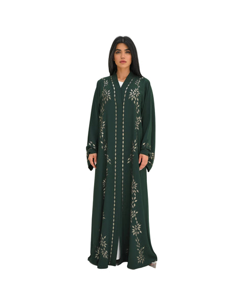 Hanayen Elegance Abaya with Gold Leaf Filigree best abaya online in dubai