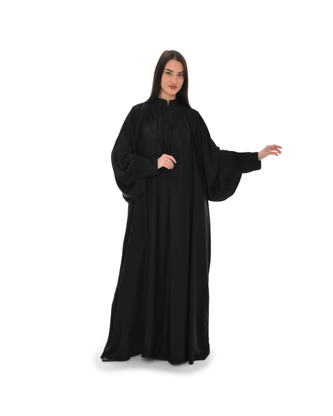 Hanayen Elegant Black Pleated Abaya best abaya online in dubai