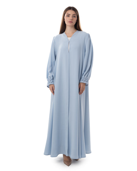 Hanayen Elegant Light Blue Abaya with Intricate Sleeve Detailing