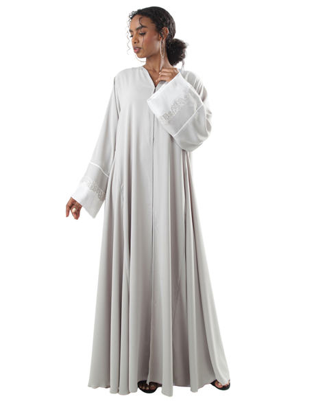 Hanayen Emirati Abaya with Embroidered Sleeve Design best abaya online in dubai