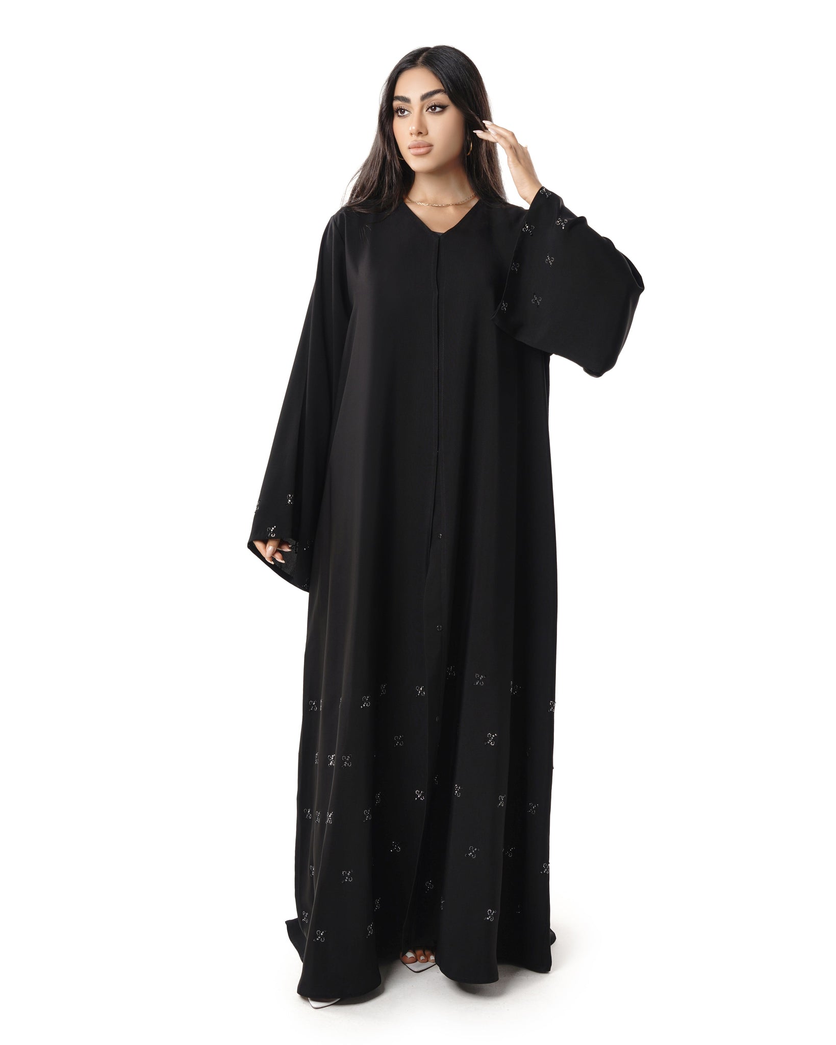 Hanayen Emirati Abaya with Subtle Crystal Embellishments