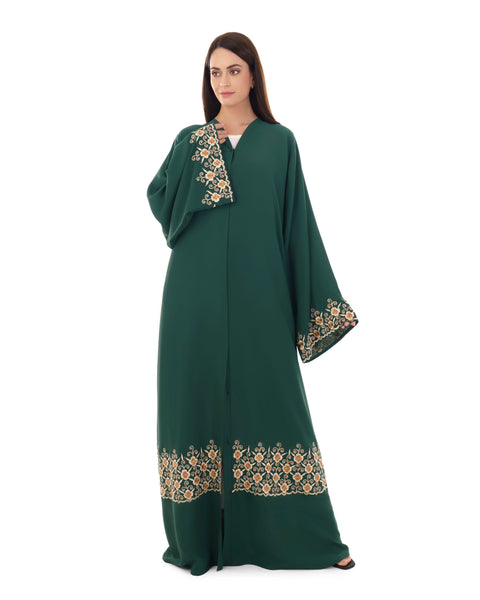 Hanayen Floral Embroidered Abaya Embellished With Crystals