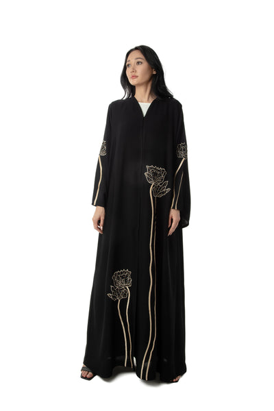 Hanayen Flower Embroidery Design Abaya