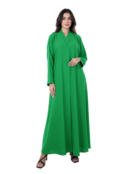 Hanayen Grass Green Plain Abaya best abaya online in dubai