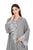 Hanayen Gray Abaya with White Floral Lace Trim best abaya online in dubai