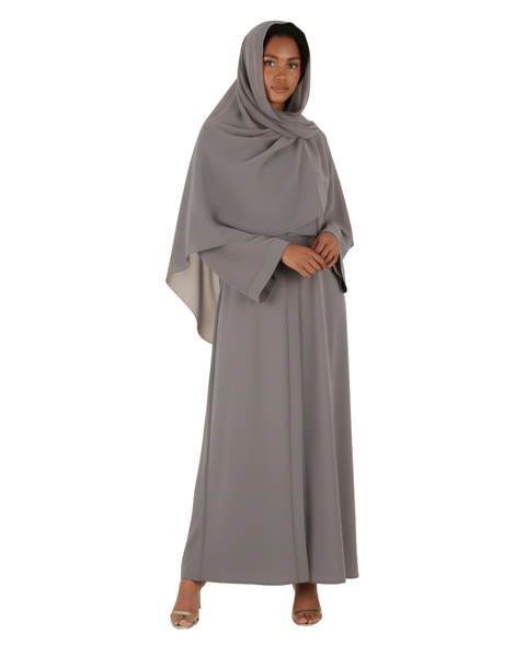 Hanayen Gray Plain Abaya best abaya online in dubai
