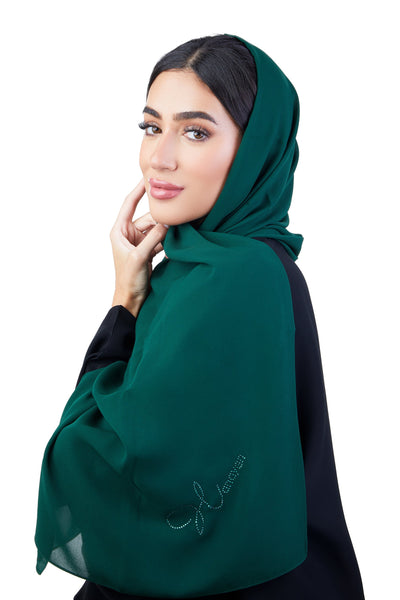 Hanayen Green Plain Chiffon Sheila