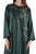 Hanayen Green Satin Abaya with Crystal Floral Embellishments | Clearance best abaya online in dubai