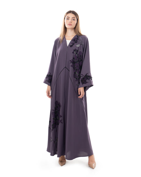 Hanayen Beaded Purple Abaya Trend